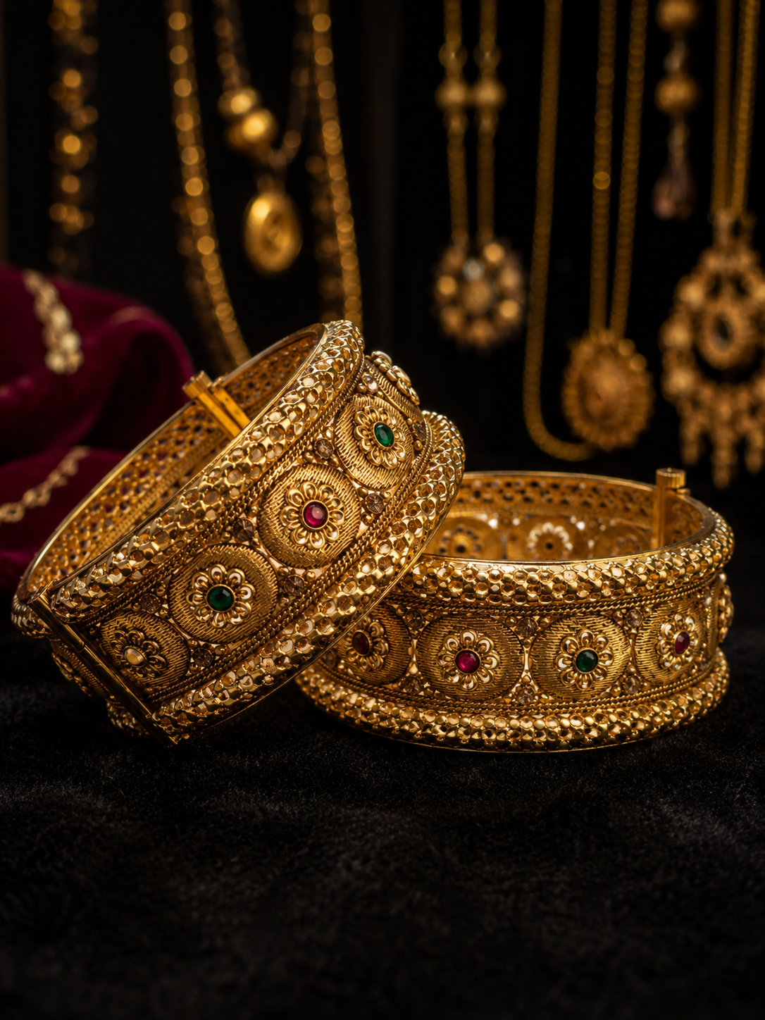 Luxury 1 GM Gold Plated Kundan Bangles with Permanent Polish